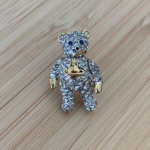 Vivienne Westwood Swarovski Covered Crystal Teddy Bear Pin or Earring